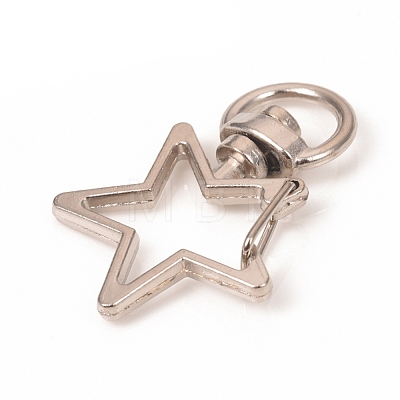 Star Shape Zinc Alloy Swivel Lobster Clasps IFIN-WH0053-02P-1