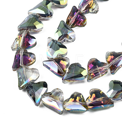 Electroplate Transparent Glass Beads Strands EGLA-N002-44-08-1