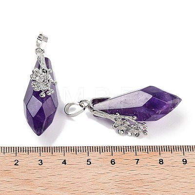 Natural Amethyst Faceted Teardrop Pendants G-Q163-04P-03-1