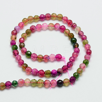 Faceted Natural Agate Round Beads Strands X-G-E318D-4mm-02-1