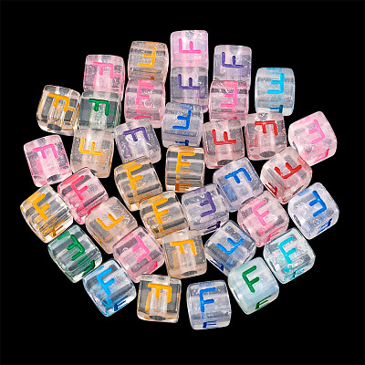 50Pcs Acrylic European Beads MACR-TADJ0001-13F-1