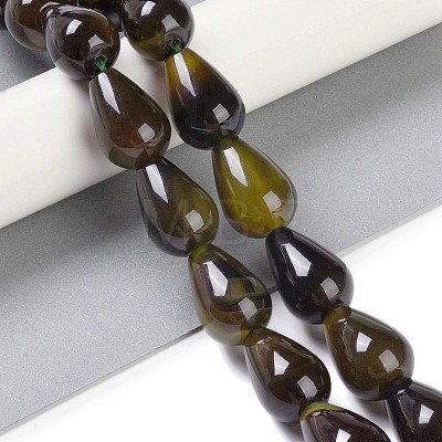 Natural Green Agate(Dyed & Heated) Beads Strands G-P521-D01-01A-1