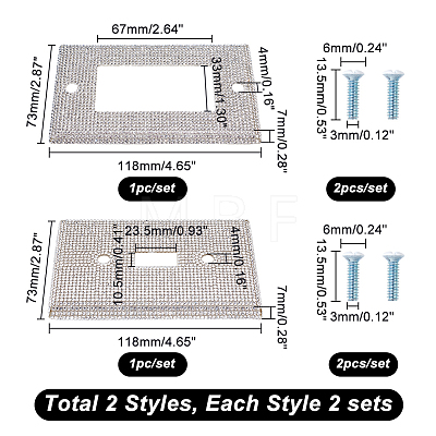 AHADEMAKER 4 Sets 2 Style Plastic Rhinestone Receptacle Outlet Wall Plate AJEW-GA0005-41-1