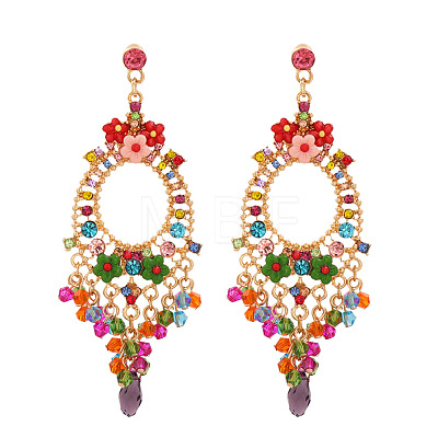 Oval Alloy Rhinestone Chandelier Earrings FS-WG8D144-04-1