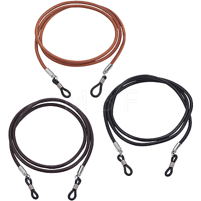 3Pcs 3 Colors Cowhide Neck Strap for Eyeglasses AJEW-CL0004-77-1