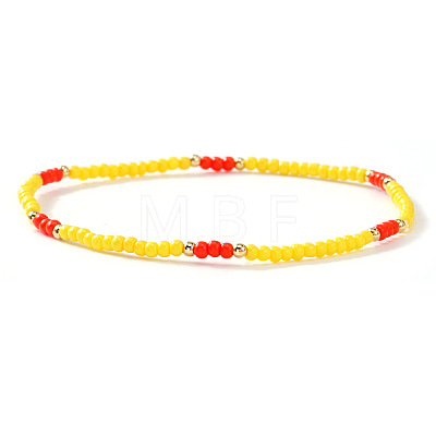 Summer Theme Glass Seed Bead & Brass Beads Stretch Bracelets MU3980-7-1