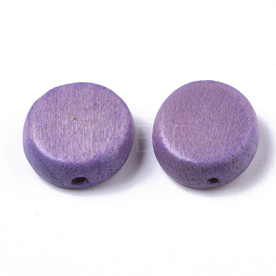 Painted Natural Wood Beads WOOD-R265-11G-1
