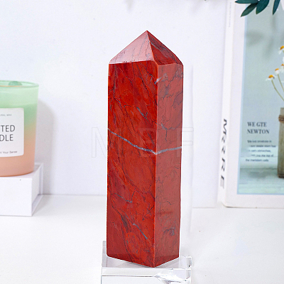 Natural Red Jasper Pointed Prism Bar Home Display Decoration G-PW0007-102C-1
