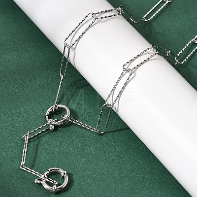 5MM 201 Stainless Steel Textured Paperclip Chain Necklaces for Unisex NJEW-K302-14P-1