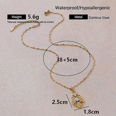 Vintage European 304 Stainless Steel Crystal Rhinestsone Geometric Leaf Pendant Necklaces for Women LI2607-1