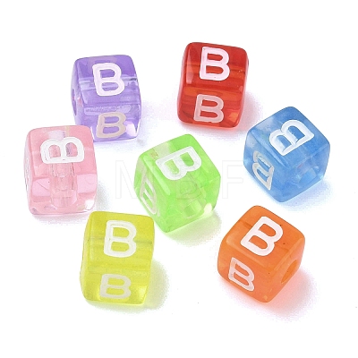 Spray Painted Transparent Acrylic Beads MACR-K365-07B-1