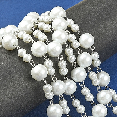 Handmade Round Glass Pearl Beads Chains for Necklaces Bracelets Making X-AJEW-JB00055-01-1
