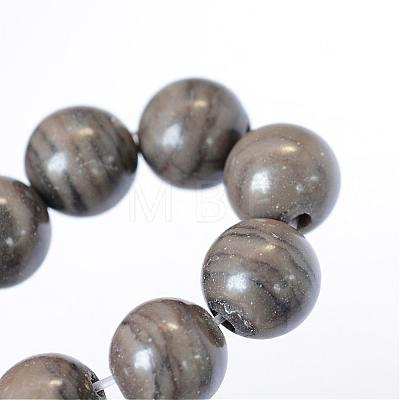 Natural Black Wood Lace Stone Round Bead Strands G-E334-8mm-03-1