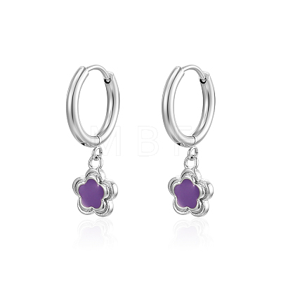 Non-Tarnish Stainless Steel Flower Dangle Earrings for Women BI5693-2-1