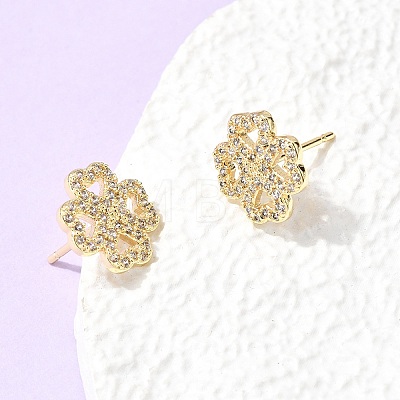 Valentine's Day Brass Micro Pave Clear Cubic Zirconia Stud Earrings EJEW-C186-22G-02-1