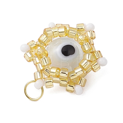 Beaded Star Eye Charms PALLOY-MZ00575-07-1