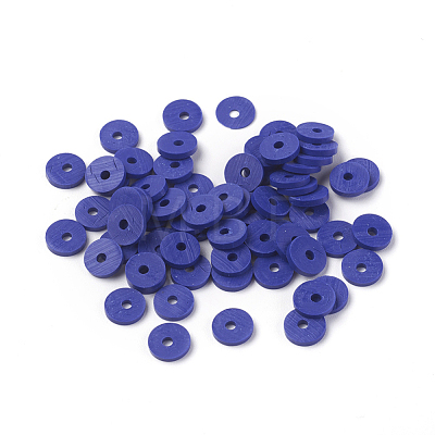 Flat Round Handmade Polymer Clay Beads CLAY-R067-6.0mm-09-1