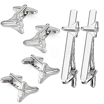 Alloy Cufflinks & Tie Clips Sets AJEW-WH0886-09B-1