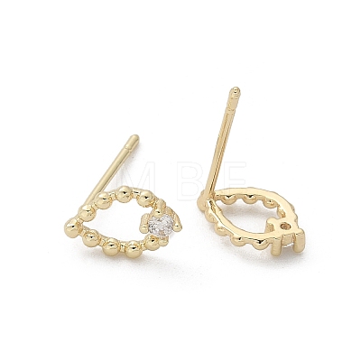 Brass Glass Stud Earrings EJEW-Q014-22G-1