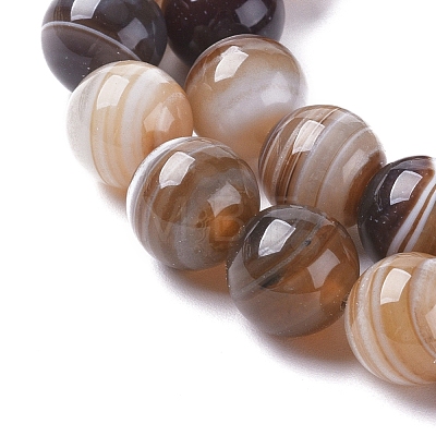 Natural Striped Agate/Banded Agate Beads Strands G-G582-10mm-55-1