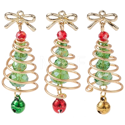 3Pcs Glass & Alloy Pendants PALLOY-JF02990-1