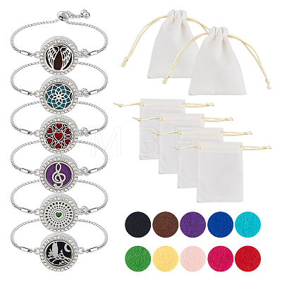 316 Surgical Stainless Steel & Alloy Rhinestone Diffuser Locket Slider Bracelets BJEW-HS0001-14-1