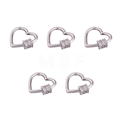 Brass Micro Pave Clear Cubic Zirconia Screw Carabiner Lock Charms ZIRC-E164-07P-1
