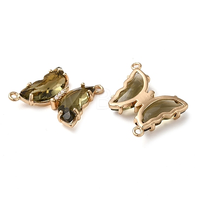 Brass Pave Faceted Glass Connector Charms FIND-Z020-04S-1