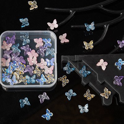 50Pcs 5 Colors Transparent Spray Painted Glass Charms GLAA-FS0001-05-1