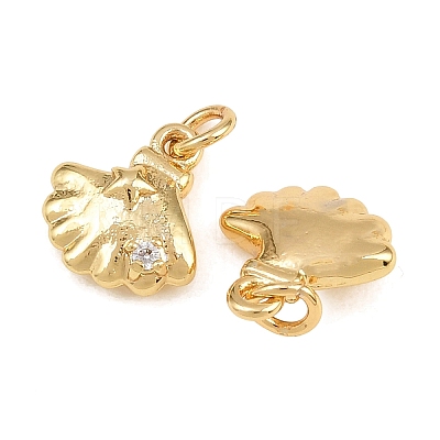 Brass Micro Pave Clear Cubic Zirconia Charms KK-Q085-02A-G-1