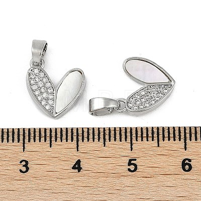 Brass Pave Natural Shell Heart Charms KK-Z078-20P-1