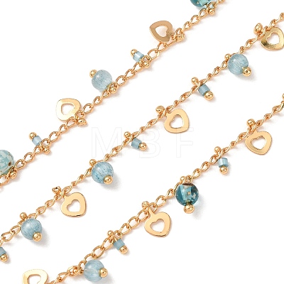 Brass & Glass Seed Beaded Chain KK-CBA3B44-08G-1