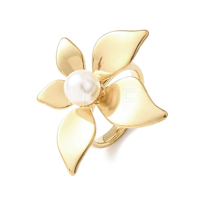 Opaque Acrylic Imitation Pearl Finger Rings RJEW-P177-03B-G-1