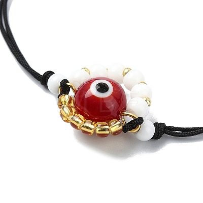 Evil Eye Handmade Lampwork & Glass Adjustable Braided Bead Bracelets BJEW-MZ00099-02-1