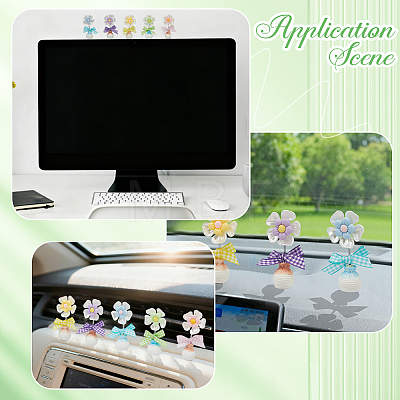 5Pcs 5 Colors Cute Plastic Shaking Head Flower Ornament AJEW-CN0006-02-1