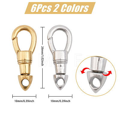 Globleland 6Pcs 2 Colors 304 Stainless Steel Lobster Claw Clasps STAS-GL0001-03-1