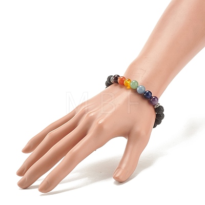 Natural & Synthetic Mixed Gemstone Beaded Bracelet for Women BJEW-JB08171-1