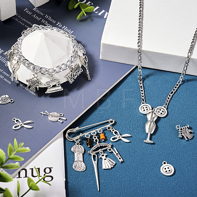 64Pcs 16 Style Tibetan Style Alloy Pendants TIBEP-TA0001-39-1