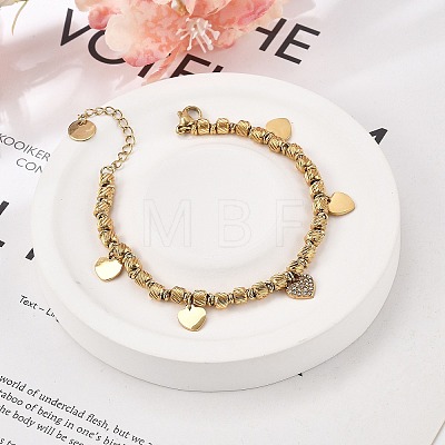 Punk Style 304 Stainless Steel Column Link Charm Bracelets for Women BJEW-C089-14G-1