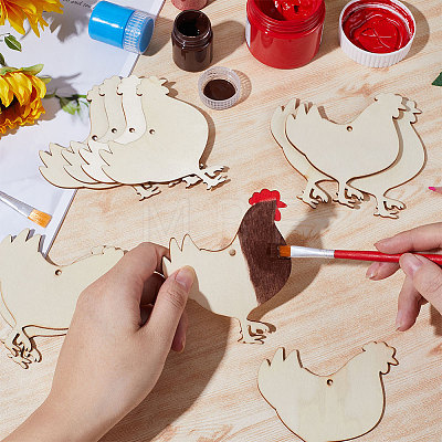 Animal Theme Unfinished Blank Wooden Pendants Set for Painting Arts WOOD-WH0124-26E-1