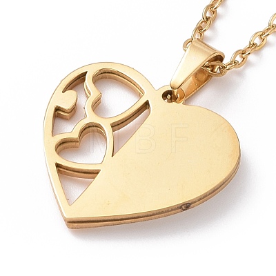 Crystal Rhinestone Heart Pendant Necklace with Vacuum Plating 304 Stainless Steel Chains for Women NJEW-E014-21G-1