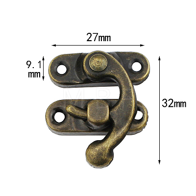 Zinc Alloy Wooden Box Lock Catch Clasps X-PURS-PW0001-110B-1