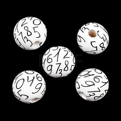 Printed Wood European Beads WOOD-G029-01-1