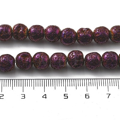 Electroplated Natural Lava Rock Beads Strands G-A251-E01-01B-1