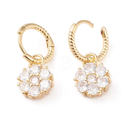 Brass Micro Pave Clear Cubic Zirconia Huggie Hoop Earrings EJEW-L234-006G-1