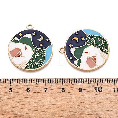 Rack Plating Alloy Enamel Pendants ENAM-N056-379KCG-1