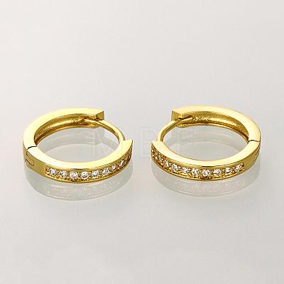Fancy Style Ring Brass Cubic Zirconia Hoop Earrings EJEW-BB06805-G-1