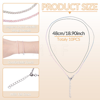 10Pcs Cotton & Metallic Cord Necklace Making NJEW-TAC0054-1