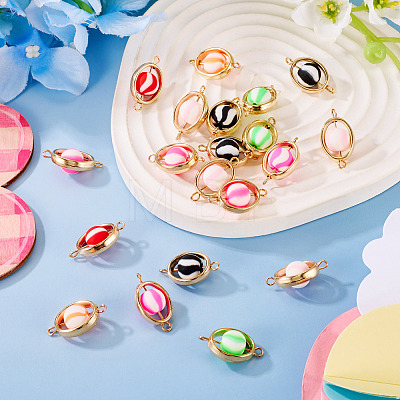 20Pcs Polymer Clay Ball & CCB Oval Frame Links Connector Charms CLAY-TADJ0001-03-1