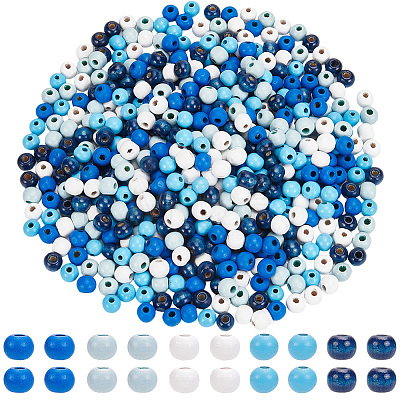 600Pcs 5 Colors Dyed Natural Wood Beads WOOD-SC0002-39-1